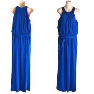 Calvin Klein Jumpsuit Size 6 Medium Tall Blue Sequin Neckline Sleeveless Romper